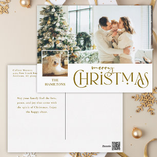 Vrolijke kerstgroet met Photo Insert Gold Feestdagenkaart