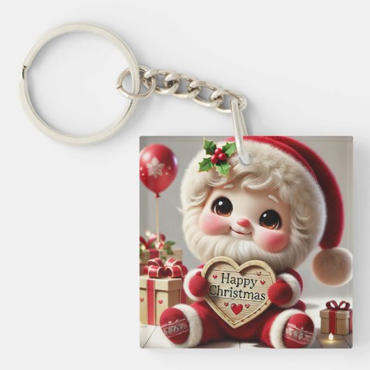 Vrolijke kerstgroet van de kerstman sleutelhanger (Voorkant)