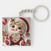 Vrolijke kerstgroet van de kerstman sleutelhanger (Achterkant)