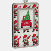 Vrolijke kerstgroet verzilverd omlijst ornament (Rechts)