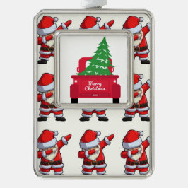 Vrolijke kerstgroet verzilverd omlijst ornament