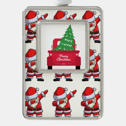 Vrolijke kerstgroet verzilverd omlijst ornament (Voorkant)