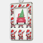 Vrolijke kerstgroet verzilverd omlijst ornament (Links)