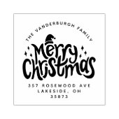 Vrolijke kerstgroeten Aangepast retouradres Rubberstempel (Afrduk)
