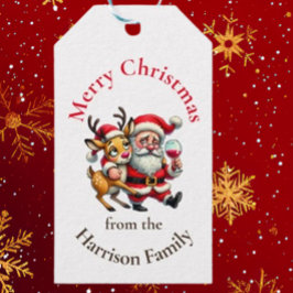 Vrolijke kerstgroeten Santa Cadeaulabel