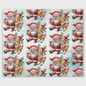 Vrolijke kerstgroeten Santa Cadeaupapier (Vlak)