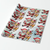Vrolijke kerstgroeten Santa Cadeaupapier (Uitgerold)