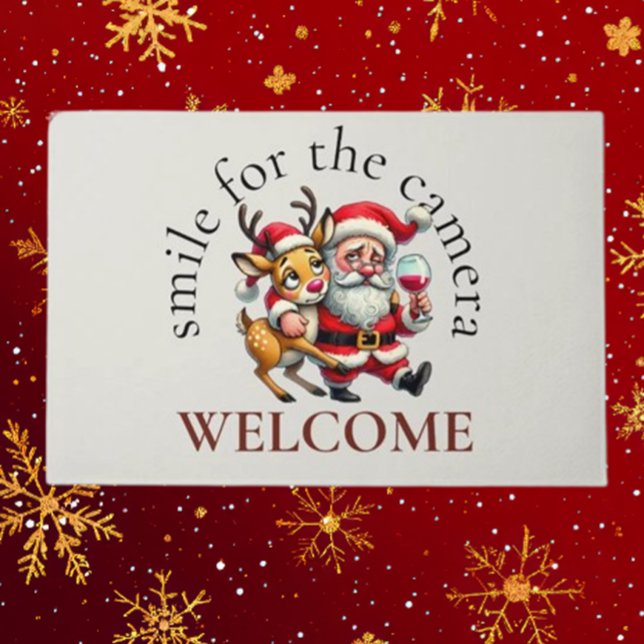 Vrolijke kerstgroeten Santa Deurmat (Spread holiday cheer with the Merry Christmas Greetings Santa Doormat by Brett Designs.)