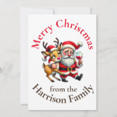 Vrolijke kerstgroeten Santa Feestdagenkaart (Voorkant)