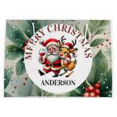 Vrolijke kerstgroeten Santa Groot Cadeauzakje (Voorkant)