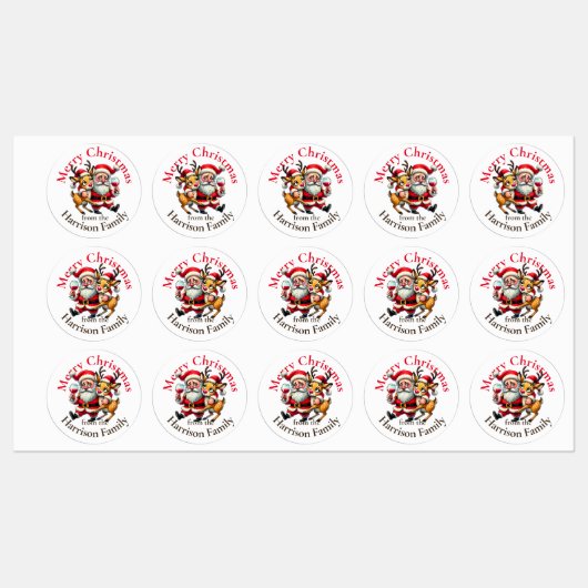 Vrolijke kerstgroeten Santa Labels (Vel)