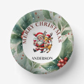 Vrolijke kerstgroeten Santa Papieren Kommen (Voorkant)