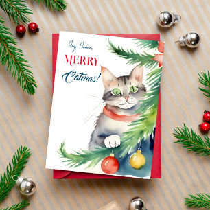 Vrolijke kerstgroeten voor kattenmensen briefkaart