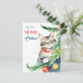 Vrolijke kerstgroeten voor kattenmensen briefkaart (Staand voorkant)