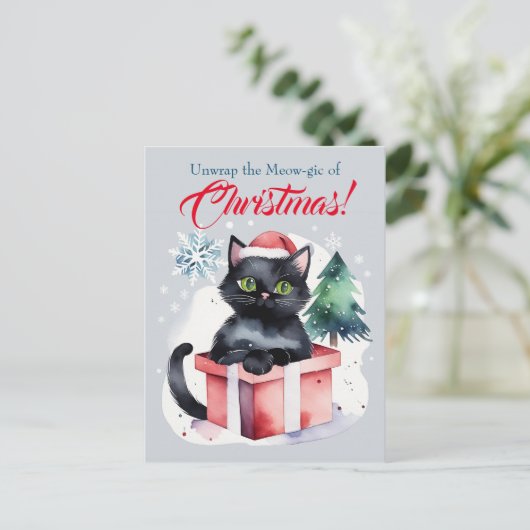 Vrolijke kerstgroeten voor kattenmensen Po Briefkaart (Staand voorkant)