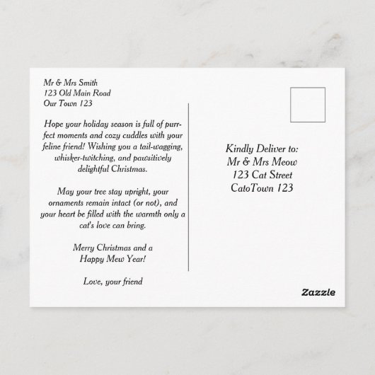 Vrolijke kerstgroeten voor kattenmensen Po Briefkaart (Achterkant)