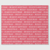 Vrolijke kerstgroeten Wit en rood patroon Cadeaupapier (Vlak)