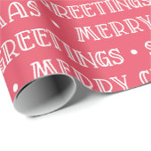 Vrolijke kerstgroeten Wit en rood patroon Cadeaupapier (Rol Hoek)