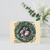 Vrolijke kersthaas briefkaart (Staand voorkant)