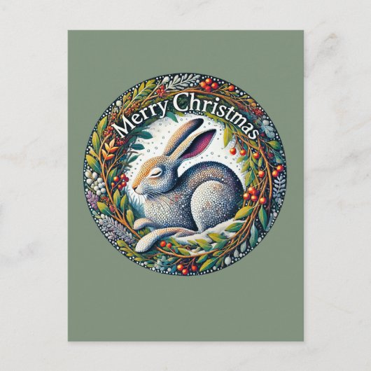 Vrolijke kersthaas briefkaart (Voorkant)