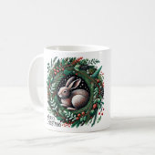 Vrolijke kersthaas koffiemok (Voorkant links)