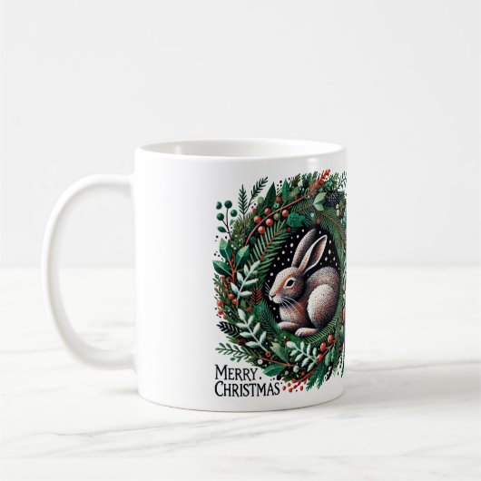 Vrolijke kersthaas koffiemok (Links)