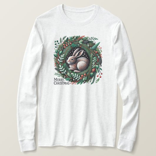 Vrolijke kersthaas t-shirt (Design voorkant)