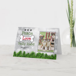 Vrolijke Kersthond Kaarten - Peace, Love Belly Rub