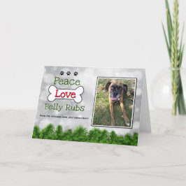 Vrolijke Kersthond Kaarten - Peace, Love Belly Rub