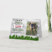 Vrolijke Kersthond Kaarten - Peace, Love Belly Rub (Voorkant)