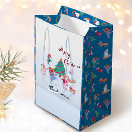 Vrolijke Kersthond Schaatsen Naam Blauw Medium Cadeauzakje