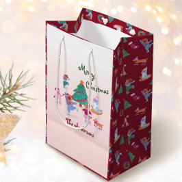 Vrolijke Kersthond Schaatsen Naam Roze Rood Medium Cadeauzakje