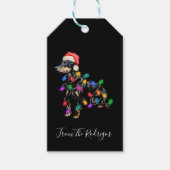 Vrolijke kersthond Verstrikt in Lichten Cadeaulabel (Voorkant)