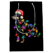 Vrolijke kersthond Verstrikt in Lichten Medium Cadeauzakje (Voorkant)