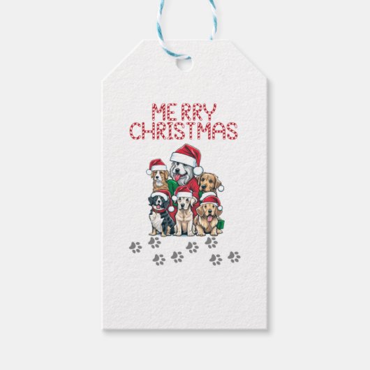 Vrolijke kersthonden cadeaulabel (Voorkant)