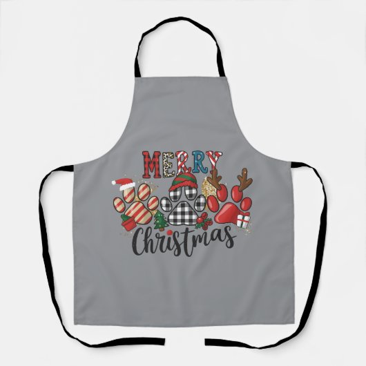 Vrolijke Kersthonden Hond Mama Paws Schort (Voorkant)