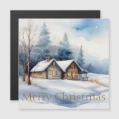 Vrolijke kersthut in het besneeuwde landschap (Voorkant / Achterkant)