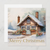 Vrolijke kersthut in het besneeuwde landschap (Voorkant / Achterkant)