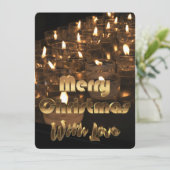 Vrolijke Kerstkaars Licht Zwart Goud Tekst Kaart (Staand voorkant)