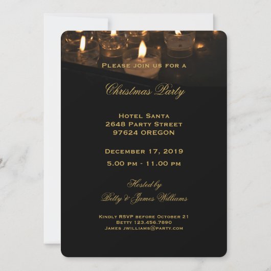 Vrolijke Kerstkaars Licht Zwart Goud Tekst Kaart (Achterkant)