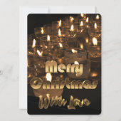 Vrolijke Kerstkaars Licht Zwart Goud Tekst Kaart (Voorkant)