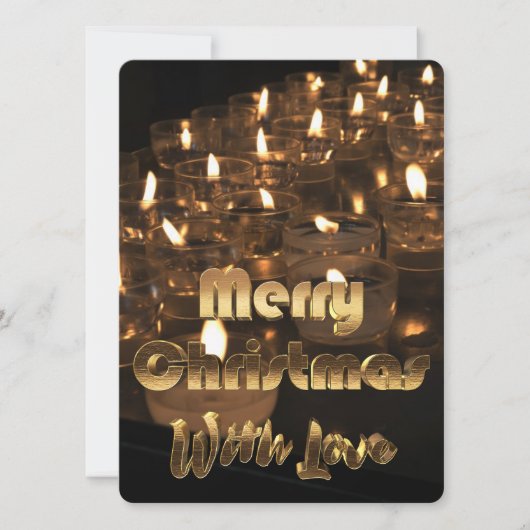 Vrolijke Kerstkaars Licht Zwart Goud Tekst Kaart (Voorkant)