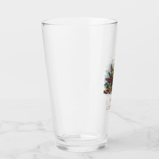Vrolijke kerstkaarsen en groen glas (Rechts)