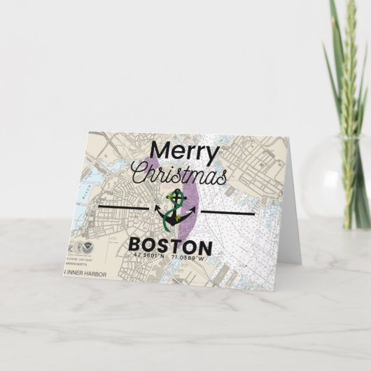 Vrolijke kerstkaart - Boston Feestdagen Kaart (Voorkant)