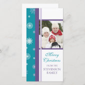 Vrolijke Kerstkaart Turquoise Sneeuwvlokken (Voorkant / Achterkant)