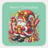 Vrolijke Kerstkabouter tekst toevoegen Vierkante Sticker (Voorkant)