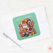 Vrolijke Kerstkabouter tekst toevoegen Vierkante Sticker (Envelop)