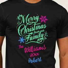 Vrolijke kerstkalligrafie feestelijk elegant t-shirt