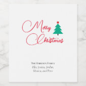 Vrolijke kerstkalligrafie  wijn etiket (Enkel label)