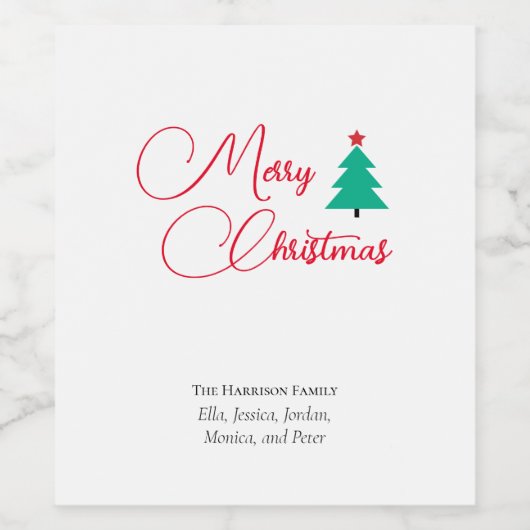 Vrolijke kerstkalligrafie  wijn etiket (Enkel label)